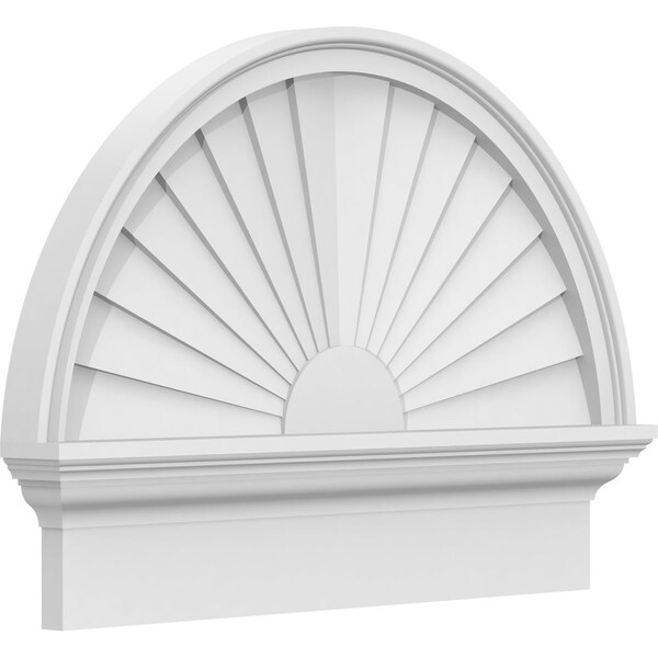 Ekena Millwork Half Round Sunburst Architectural Grade PVC Combination Pediment, 26"W x 19-3/4"H x 2-3/4"P PEDPC026X200HRO01 - main